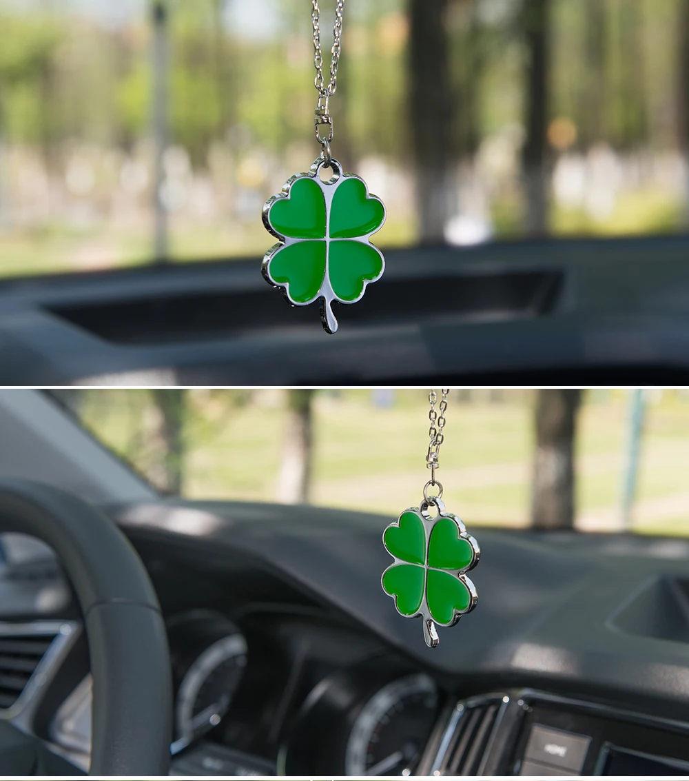 Lucky Four Leaf Clover Автомобильная подвеска, украшение автомобиля, шарм, авто интерьер, зеркало заднего вида, висячие украшения, стильные подарки