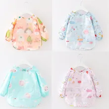 Детский мультяшный водонепроницаемый детский нагрудник бандана, милые детские нагрудники для еды, передник с длинными рукавами, детский нагрудник для самостоятельного кормления