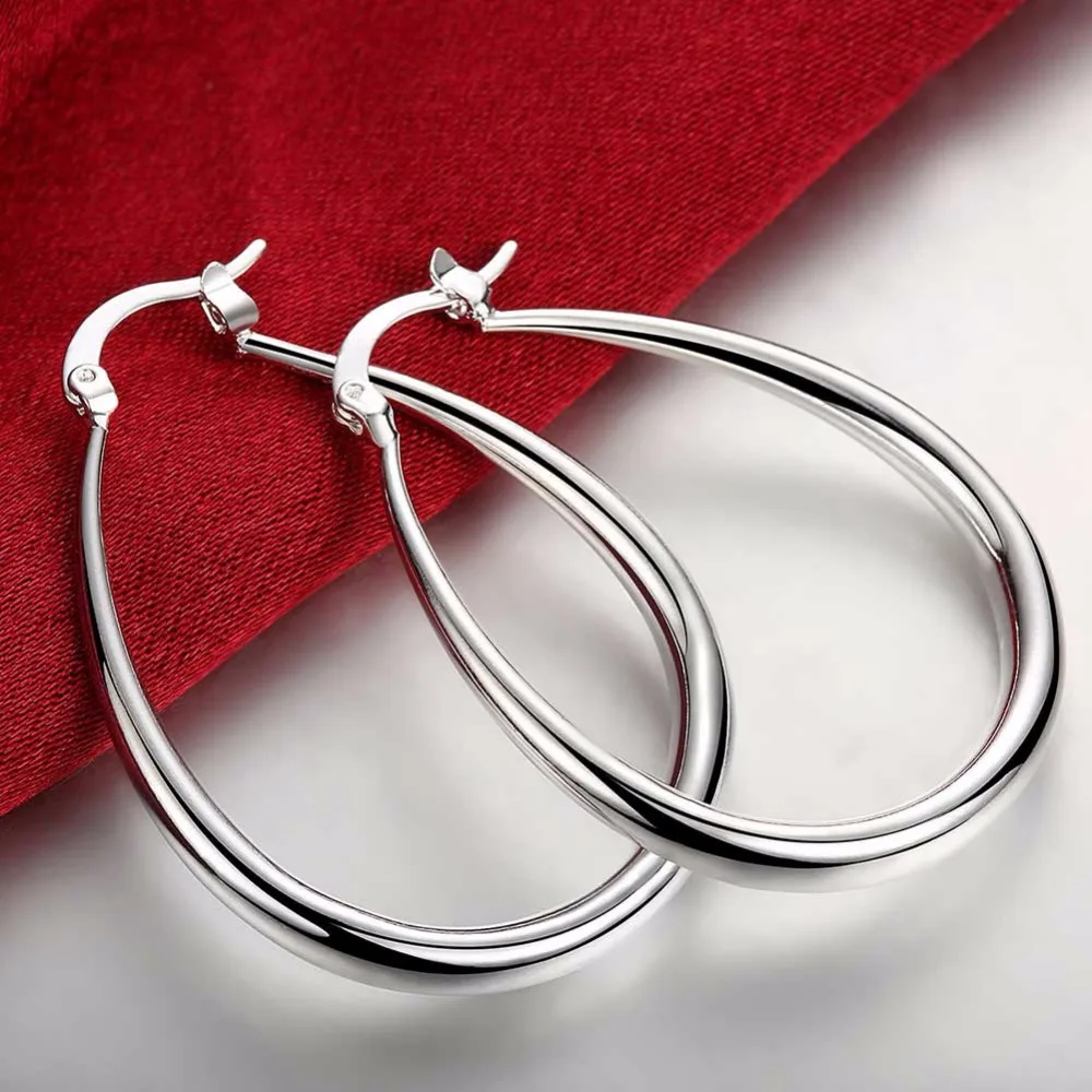 Hot Sale 925 Jewelry Silver Earring Fashion Solid U Shaped Hoop Earrings Women Men Free Shipping | Украшения и аксессуары