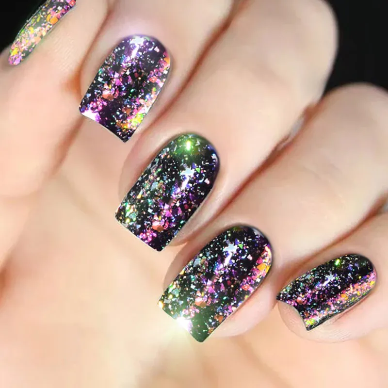 

Colorful Chameleon Aurora Laser Nail Art Mirror Sequins Star Foil Paillette Irregular Glitter Powder Flakes UV Gel Decoration