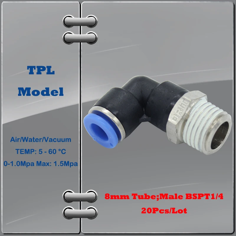 Festo OEM Factory 8mm Tube Male BSPT 1/4 Threaded Air Union Elbow