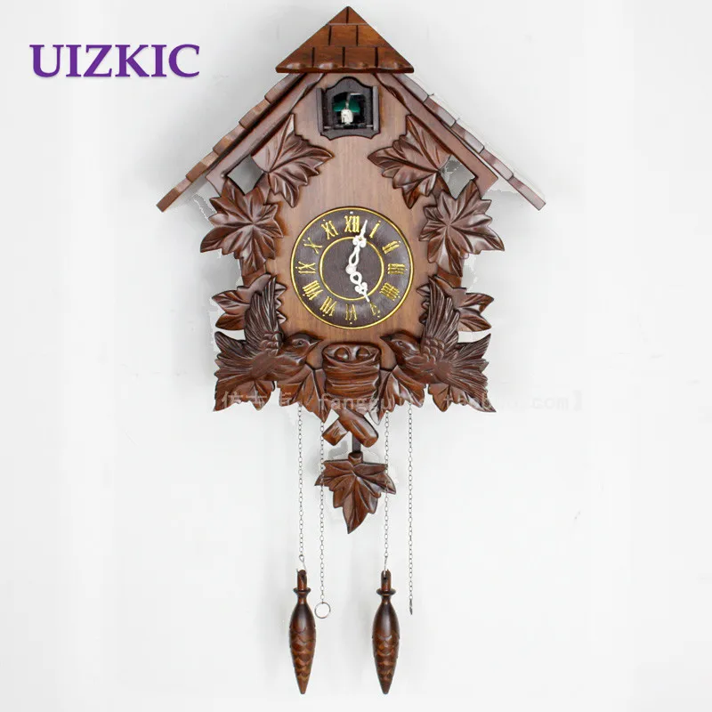 

Hot sale wooden wall cuckoo clock with bird singing and alarm for kids room decoration gifts