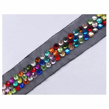 

New Handmade Multi-colored(Blue Red Purple+)Beaded Ribbon Lace Trimming Dance Costume Decorating Sewing DIY Apparel Crafts TBT70