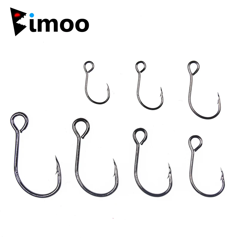 Bimoo 50 قطعة ل الصيد إغراء الغيار هوك واحد سمك لوري السنانير مضمنة هوك كبيرة العين Size1 2 4 6 8 حادة عالية الكربون الصلب