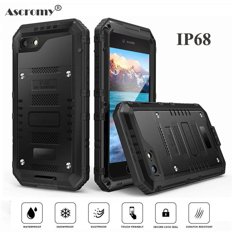 imágenes para Ascromy IP68 Impermeable para el iphone 6 6 s Plus Caja De Aluminio con Vidrio Templado Protector de Pantalla A Prueba de Golpes de Cuerpo Completo cubierta imágenes para Ascromy IP68 Impermeable para el iphone 6 6 s Plus Caja De Aluminio con Vidrio Templado Protector de Pantalla A Prueba de Golpes de Cuerpo Completo cubierta