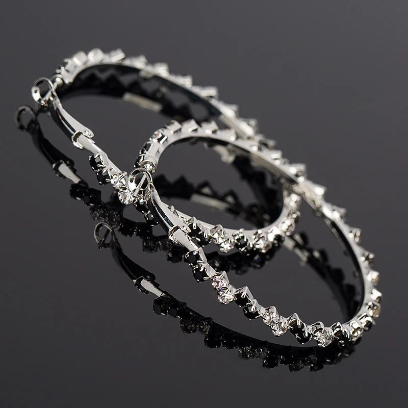 Женские серьги кольца черные стразы большие круглые 2016 # E145|earring necklace|earring steelearring