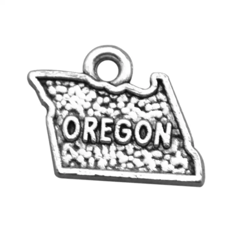 

my shape 30pcs 15*12.2 mm Antique Double Sided USA Oregon Map Charms Pendants