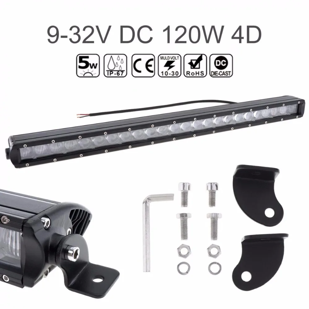 

24 Inch Offroad Light Bar 12000LM 120W Waterproof 4D Straight 24x Combo Beam Car LED Work Light 6500K Auto Driving Lamp