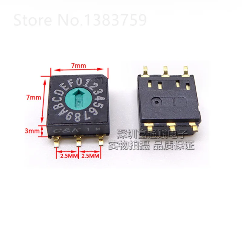 SMD цифровой поворотный переключатель 7*7 кодовый 16 битный 0 F 3:3|Выключатели| |