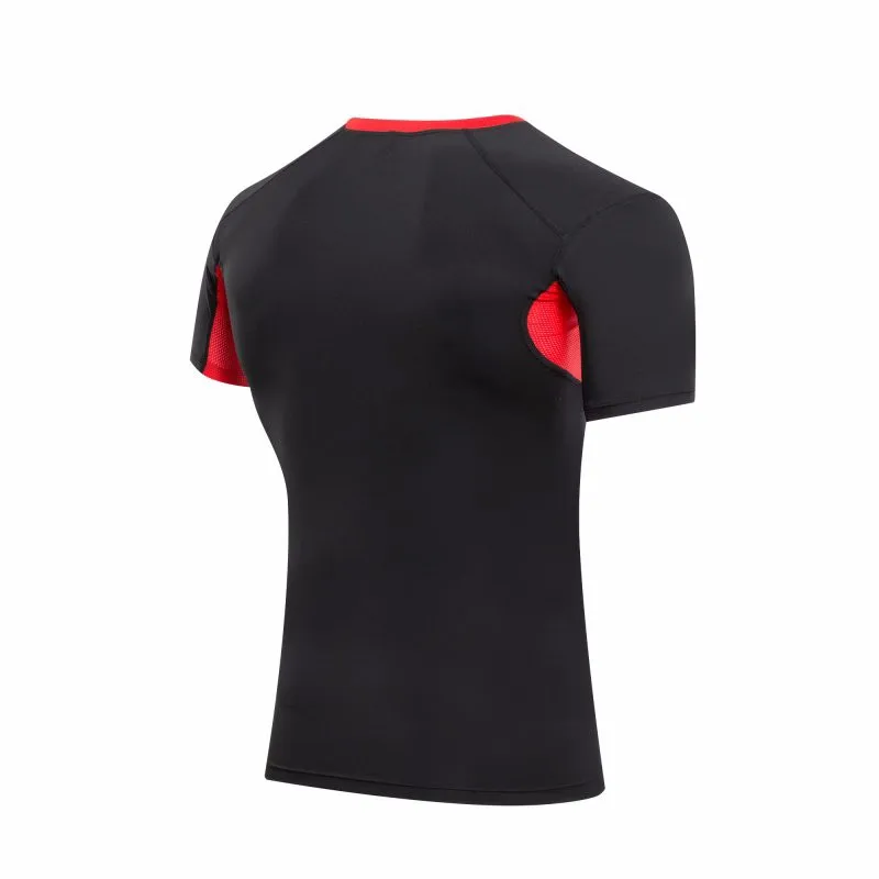 Для мужчин Эластичность Спортивная футболка быстросохнущая короткий рукав Футболка рубашка сжатия