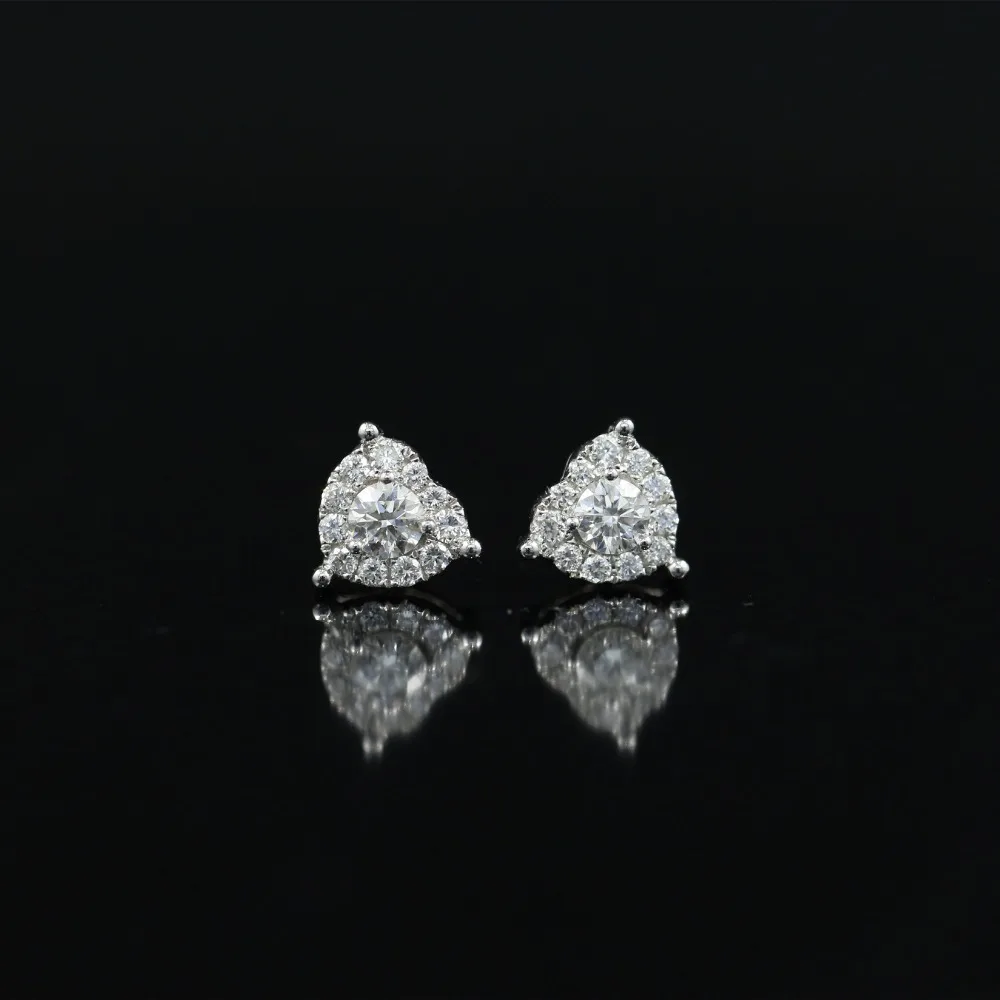 

LASAMERO 0.184CT Round Cut Natural Diamond Cluster Earrings 18K Gold Diamond Halo Stud Earrings Fine Jewelry Earring Studs