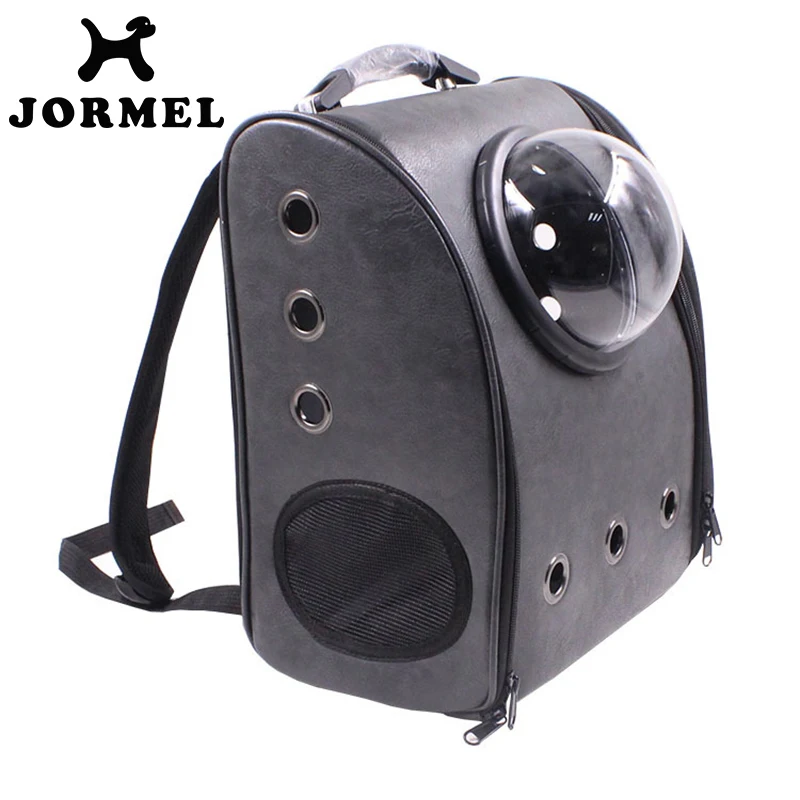 

JORMEL PU Leather Pet Carrier Backpack Cat Dog Breathable Safety Bags Space Capsule Shaped Small Puppy Travel Bag