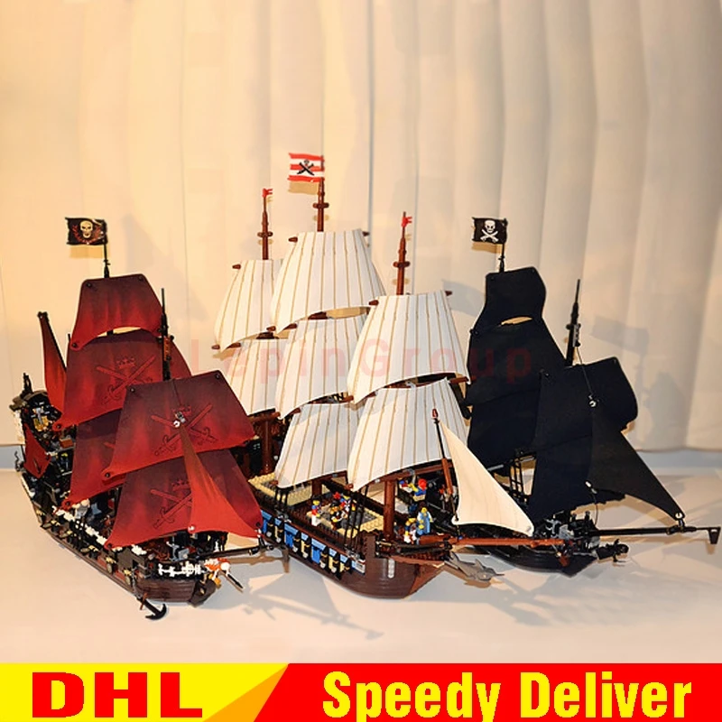 

LEPIN 16006 Black Pearl Ship + 16009 Queen Anne's revenge + 22001 Imperial Warships Pirates Kits lepinings Toys Clone 4184 4195