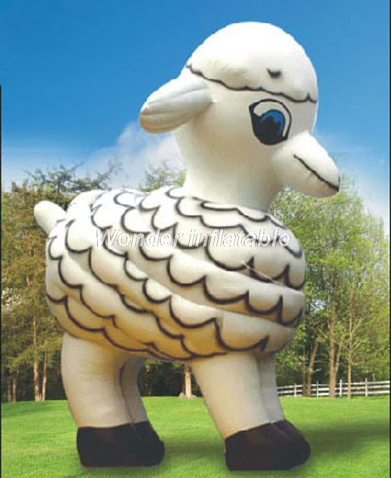 Customized 3mH big inflatable sheep with 4feet inflatable goat mascot
