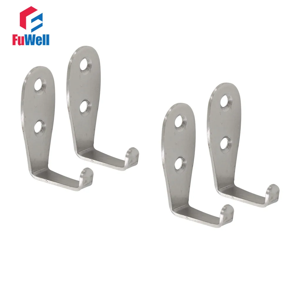

4pcs Stainless Steel Hooks Hanger Wall Furniture Hook for Clothing Coats Bags 2mm Thickness Metal Hooks Rack