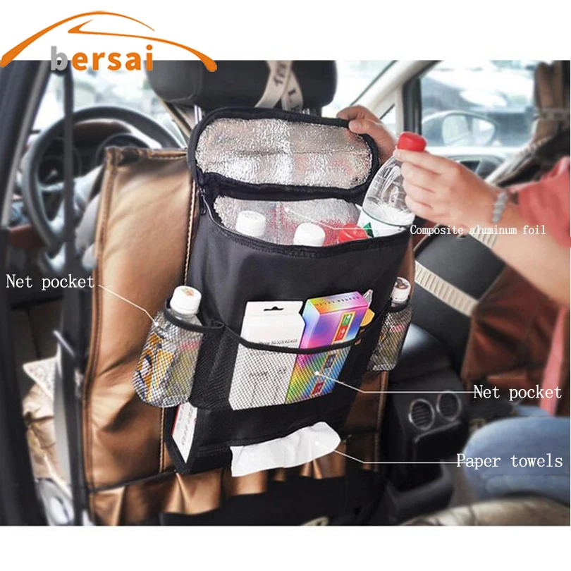

BERSAI Car seat back bag Drink water bottle food article Storage bag heat preservation Box Multi-functional storage finishing