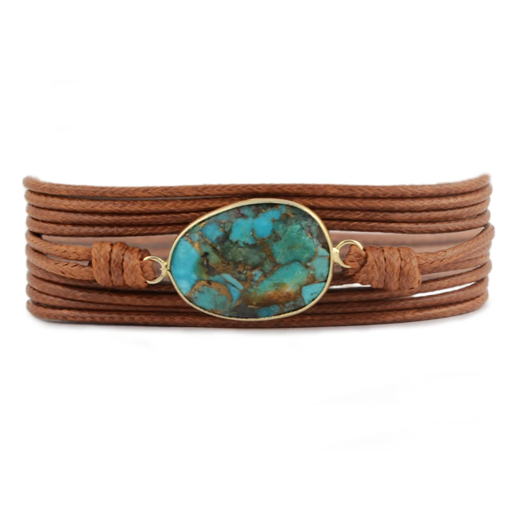 

Gold / Black Copper Turquoises Bracelet For Women Men Friendship Bracelet Non-leather Wrap Bracelet Adjustable Bohemian Bracelet