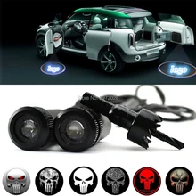 2 x Каратель Череп серия 5 Вт Светодиодный лазер на автомобиль логотип огни двери Добро пожаловать Призрак Тень проектор двери вежливое освещение