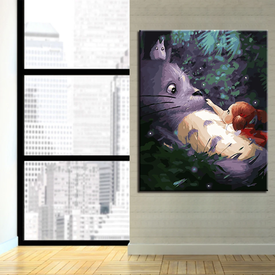 

DIY Painting By Numbers My Neighbor Totoro Canvas Kits Coloring Hand Paint Anime Cartoon Oil Pictures For Children Unque Gifts