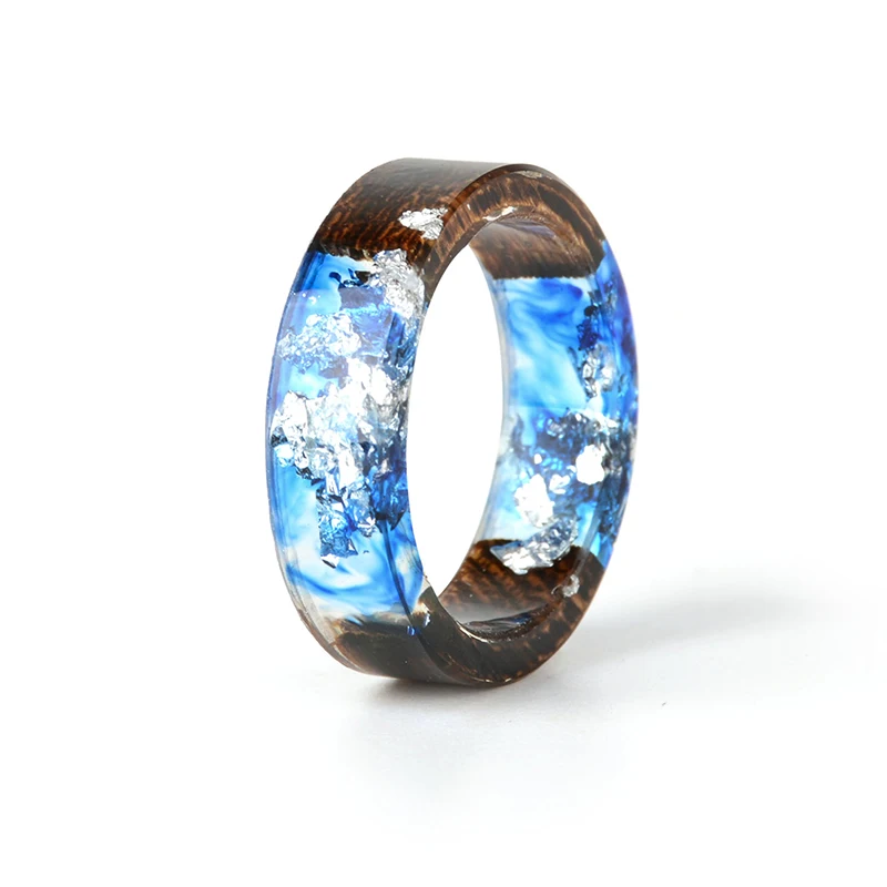 Cool Blue Resin Ring Handmade Transparent Finger Ring Men