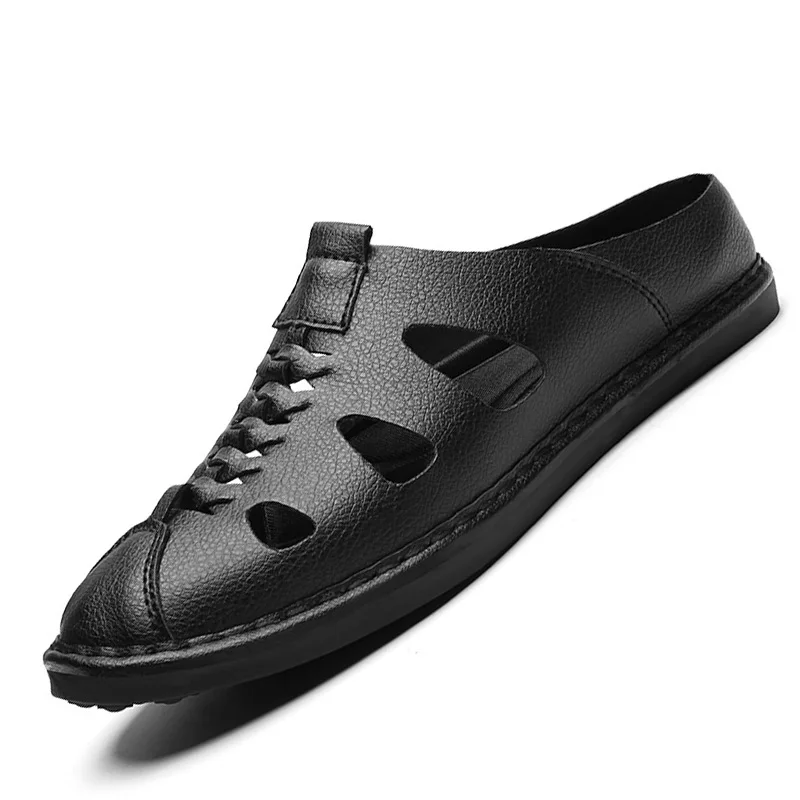 Г., новые модные мужские сандалии из натуральной кожи летняя уличная дышащая пляжная обувь Вьетнамки, мужские повседневные шлепанцы