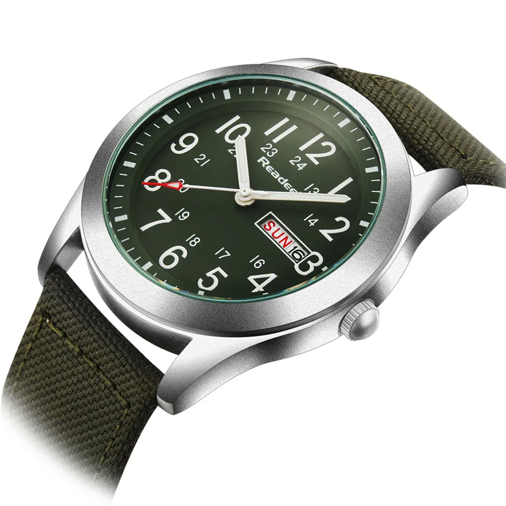 Preise 2019 Readeel Luxus Marke Militär Uhr Männer Quarz Analog Uhr Leder Leinwand Uhr Mann Sport Uhren Armee montre femme cuir