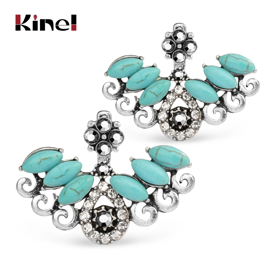Kinel, уникальные турецкие серьги-гвоздики для женщин, синие, полимерные, Двухсторонние серьги с кристаллами, вечерние, женские, Brinco, свадебные, Винтажные Ювелирные Изделия