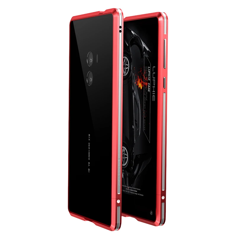 Чехол Luphie для Xiaomi mi x, чехол с металлической рамкой, чехол для телефона для Xiaomi mi x, двойная цветная задняя крышка, противоударный - Цвет: Red Silver