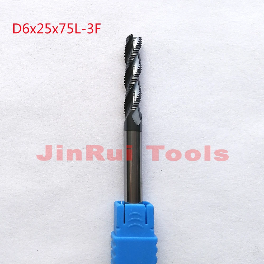 1pc 6mm D6*25*D6*75 HRC45 3 Flutes Solide Carbide Roughing End Mills CNC router bit milling cutter Tools knife fresa