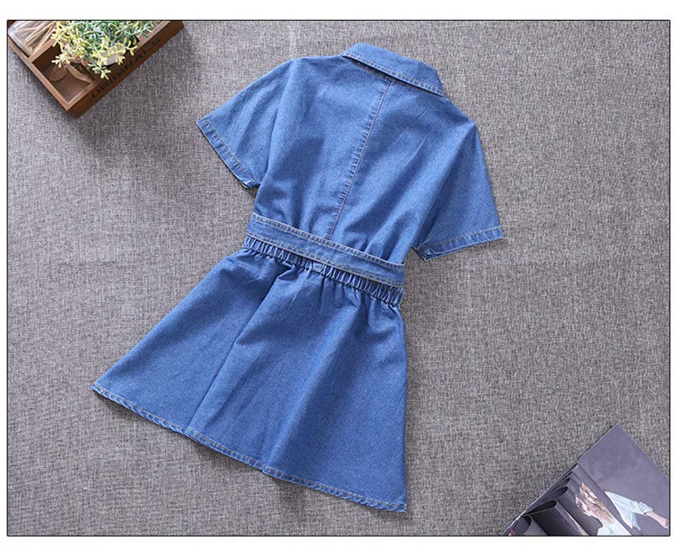 3-12 y 2019 girls denim dress summer batwing sleeve girl dress child clothes floral jeans dresses for girls 12 years old (11)