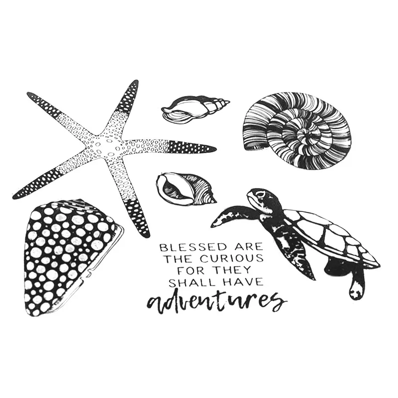

Starfish Seaweed Sea Turtle Clear Stamps for Scrapbooking DIY Silicone Seals Photo Album Embossing Folder Paper Maker Template