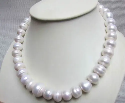 

18" AAA 13MM SOUTH SEA NATURAL White PEARL NECKLACE 925silver GOLD CLASP