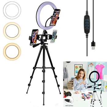 

26 CM LED Ring Light Photography Studio Camera Lighting 3 Color Modes & 10 Brightness Level Portable Video Light 16CM Table Lamp