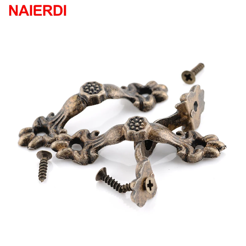 NAIERDI 20pcs Handle Antique Furniture Drawer Handles Door Knobs Jewelry Box Bronze Cabinet Pulls Cupboard Wooden Hardware