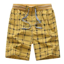 2017 Verano Nuevos Pantalones Cortos de Algodón A Cuadros De Los Hombres de la Buena Calidad Loose Bermudas Masculino