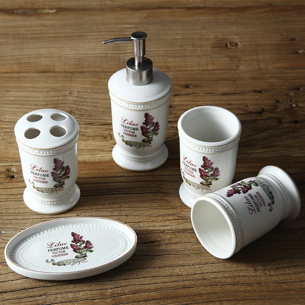 Nordic minimalist gargling cup set sanitary ware bathroom suite bathroom suite ceramic wash five pieces of cloves LO88216 Nordic minimalist gargling cup set sanitary ware bathroom suite bathroom suite ceramic wash five pieces of cloves LO88216
