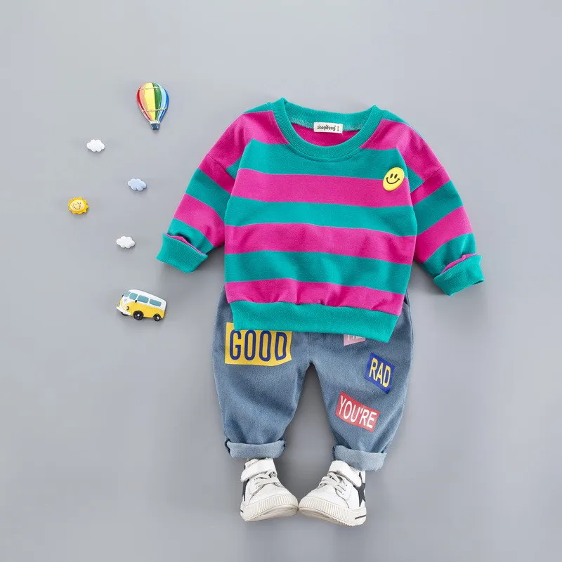 

Hot sale Cotton autumn casual striped kid suit children set baby clothing boys clothing girl clothing baby clothes clothing set