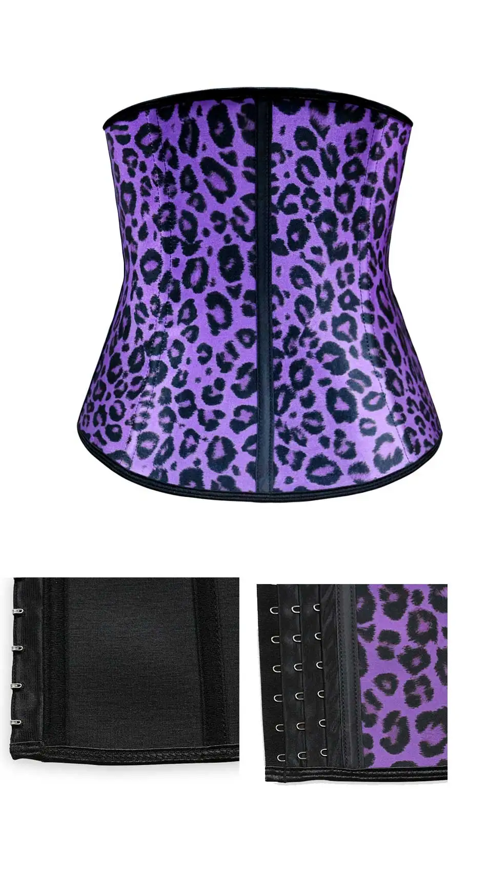 NB1055 01 Atbuty Leopard Waist Trainer Latex Waist Cincher Workout Steel Boned Corsets Body Shaper Girdles Slimming Underwear (14)