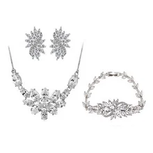 Luxury Marquise Cut Cubic Zirconia Flower Jewelry Sets For Women Bridal Jewelry Set Joyeria Gift Parure