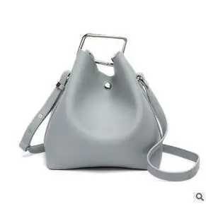 Натуральная кожа Гарантированная яловая женская сумка брендовая дизайнерская женская сумка с замком женская сумка квадратная пряжка сумка-мешок - Цвет: Light grey