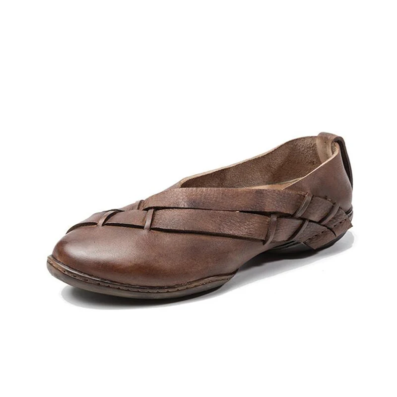 Fait Fond Plates Zapatos 1 Mujer Nouveau D'été Mou Chaussures Main Femmes Rétro En Cuir 2 Ballerines Véritable 484v5OqgUw