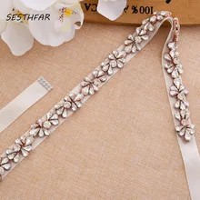 Кристалл жемчуг пояс невесты обручальное кольцо из розового золота ремень тонкий Стразы свадебное платье пояс-кушак для Свадебные аксессуары J176RG