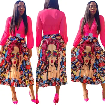 

Hot sale African Women Skirt african style Digital printing High Waist Vintage Skirts Casual Ladies floral