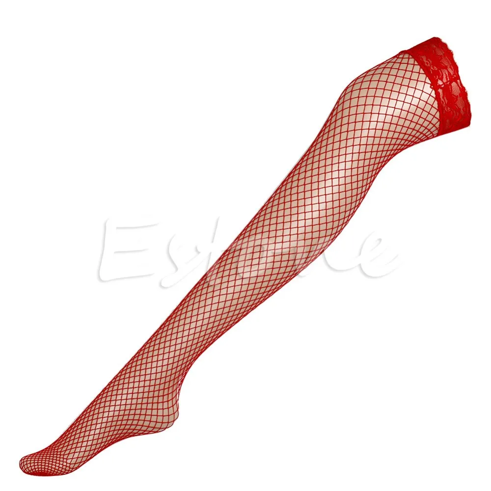 2018 New Fashion Women Lace Red Long Fishnet Mesh Sexy Stocking Large High Skinny Hose Girls Big Net New Solid Nylon Stockings
