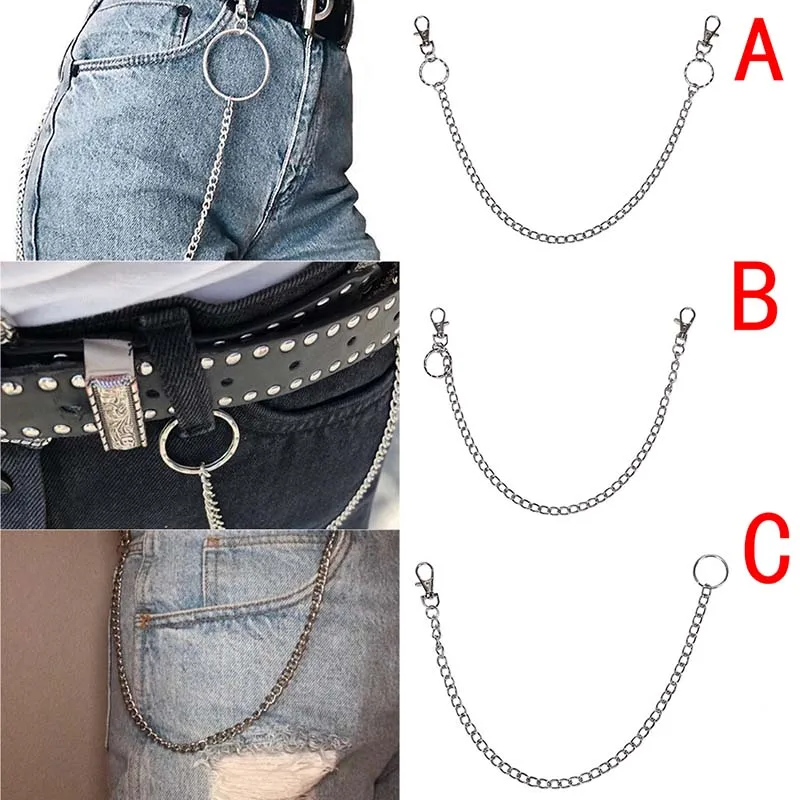 

1-3 Layer Rock Punk Hook Trouser Pants Waist Link Belt Metal Wallet Silver Chain Hip Hop Chain Belts for Women Pants Accessories
