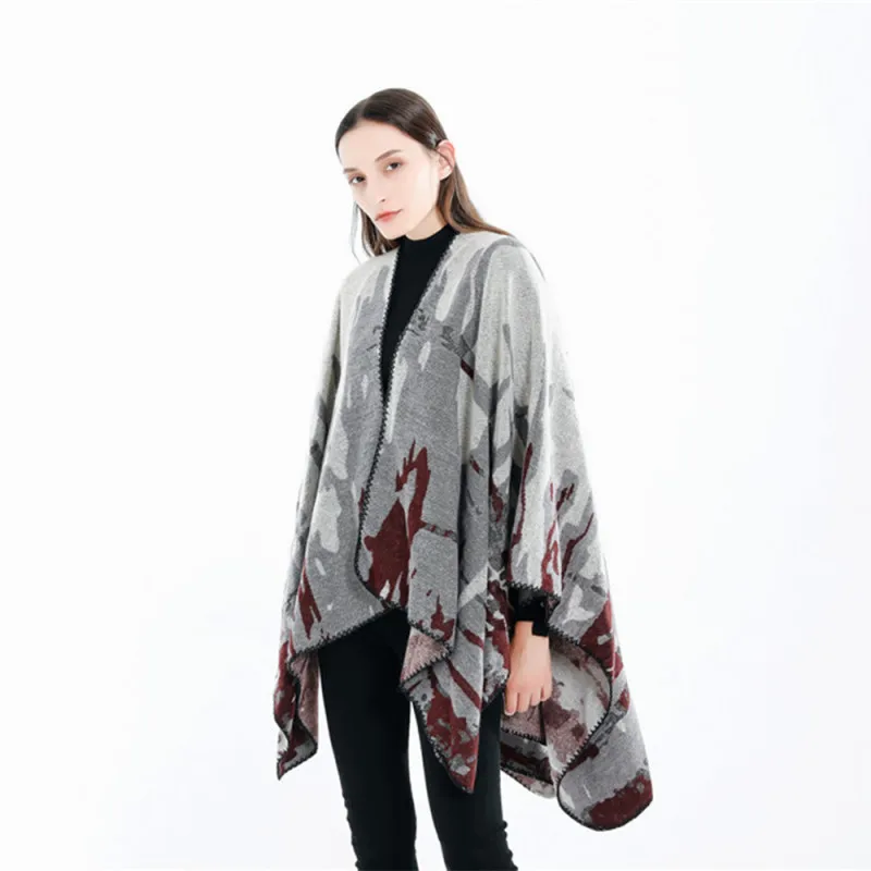 

Luxury Womens Cashmere Like Poncho Blanket Wrap Shawl Cape Scarf Camouflage Chic
