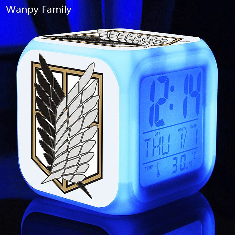 

Manga Attack on Titan Alarm Clocks,Glowing LED Color Change Digital alarm clocks children's colorful animation small alarm clock