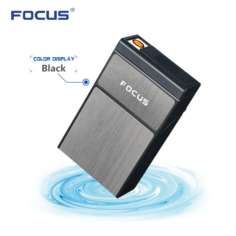 Сигарета бокс FOCUS со съемной электронной зажигалкой USB 20 шт. держатель для сигарет