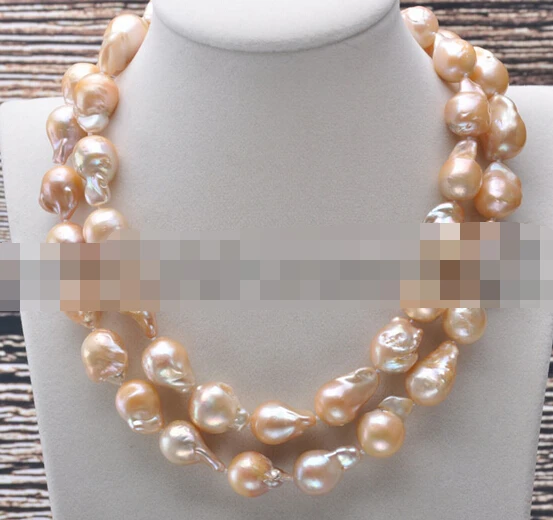 

Jew3116 Charming Pink Baroque Drop Keshi Reborn PEARL NECKLACE 33inch (A0513)