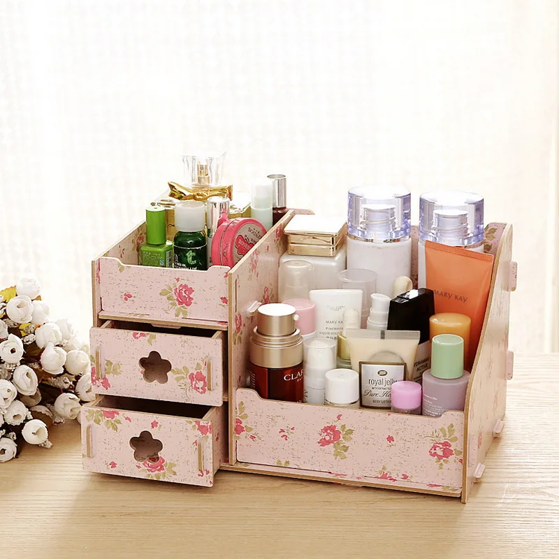 

DIY Combinable Cosmetic Organizer Rangement Basket Jewelry Storage Box Container Makeup Box Wooden Boxes Makeup Organizer